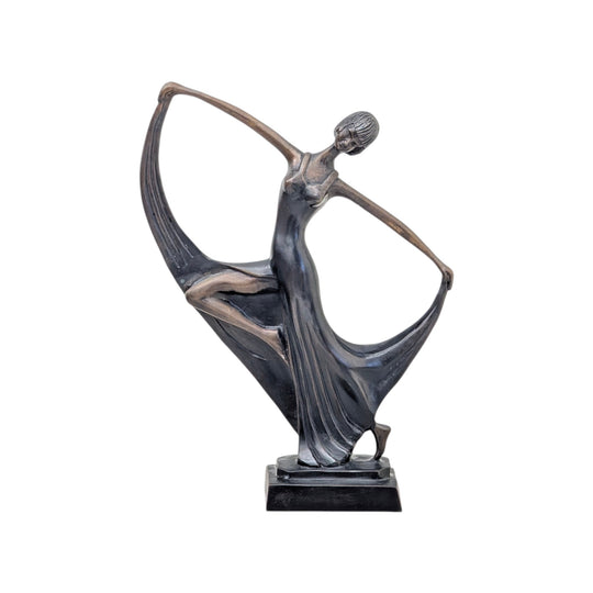 Monumental Art Deco Fan Dancer Sculpture – Solid Cast Bronze in the Manner of Josef Lorenzl