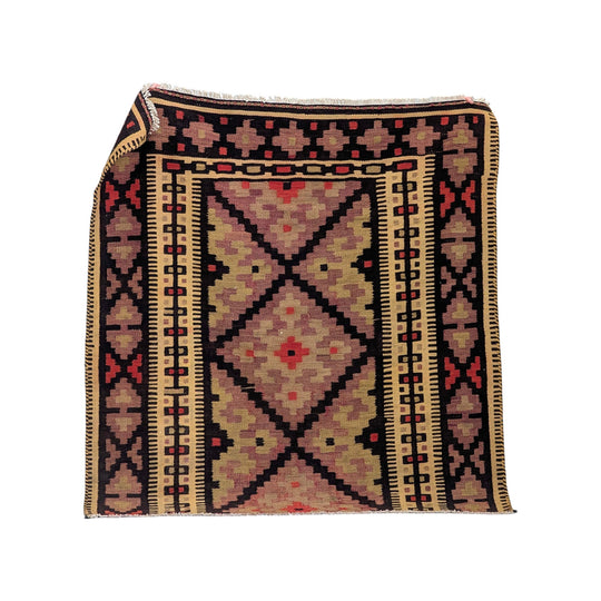 Vintage Nomadic Qashqai Geometric Kilim Rug (130cm x 120cm)