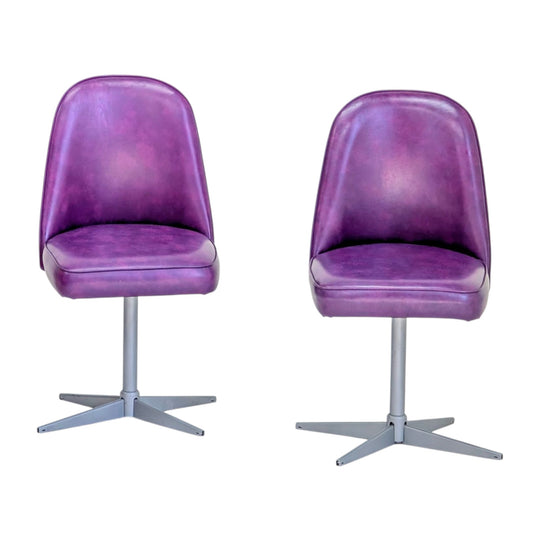 Vintage 1970s "Space Age" High-Back Swivel Chairs (Original Purple Vinyl)