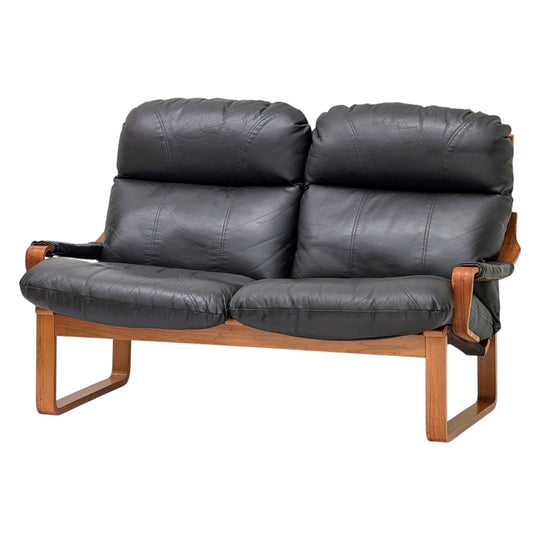 Tessa ‘Monaco’ 2-Seater Sofa in Black Leather – Designed by Fred Lowen