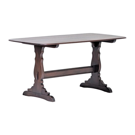 Restored Ercol Model 419 'Old Colonial' Refectory Dining Table in Solid English Elm