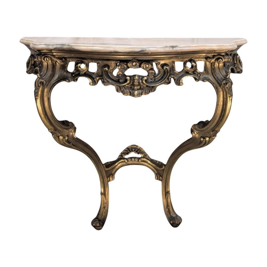 Rococo Revival Console Table | Italian Marble and Gilded Carving