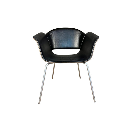 Rondo - Black leather with moulded wood - Bene