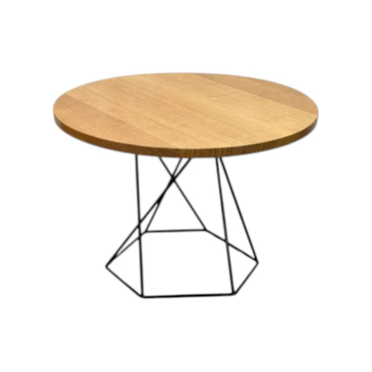 Round Geometric Timber Side Table