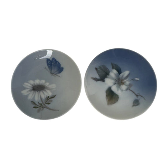 Royal Copenhagen Denmark Blue 4" Hand Painted Plates Sets Of 2