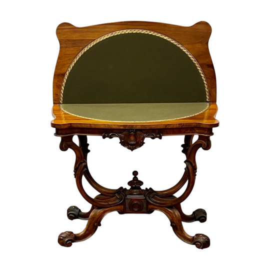 Antique English mid Victorian Walnut Card Table.