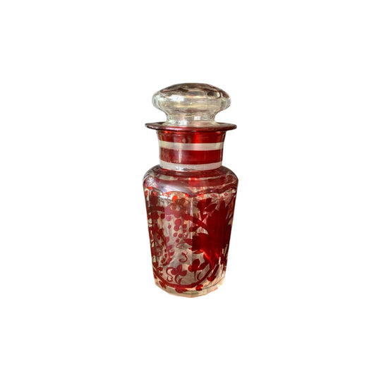Ruby flash pickle jar, circa 1870