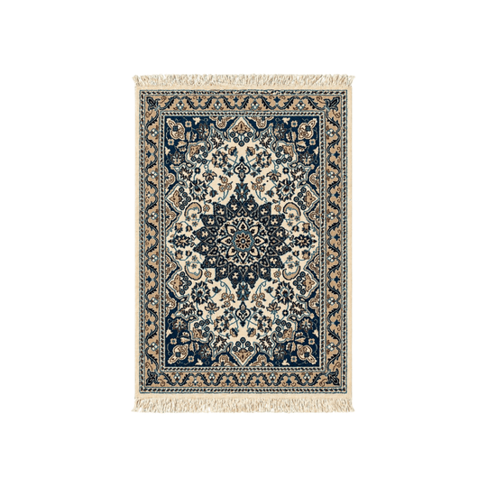 Rug Persian Medium Blue Cream Area Rug