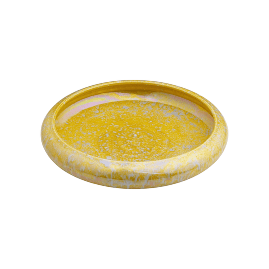 Ruskin Pottery Mottled Yellow Lustre Float Bowl