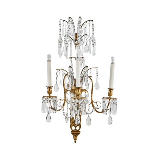 Russian Gilt and Bronze Crystal Wall Sconce