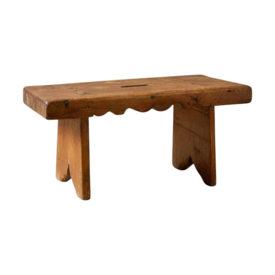 Rustic French Wooden Stool with Patina, 1900s