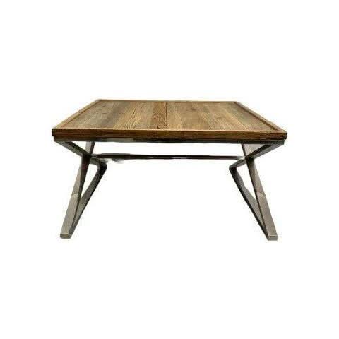Rustic Reclaimed Elm Top Coffee Table with Cross Legs