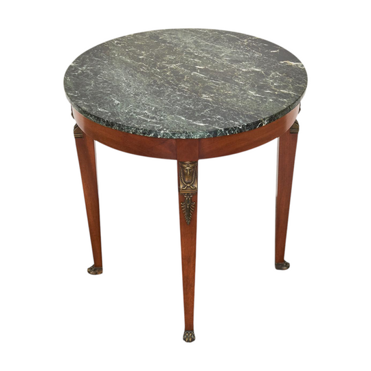 French Empire Revival Walnut and Green Marble Guéridon