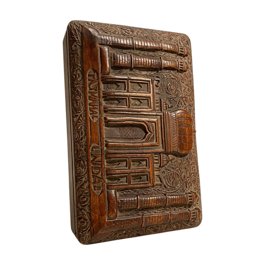 1411: Carved Wood Taj Mahal India Keepsake Storage Box Jewelry Box