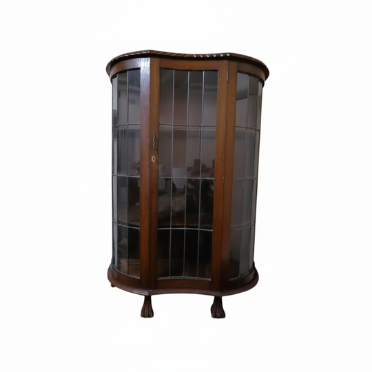 1900s mahogany antique kidney style display cabinet good condition
