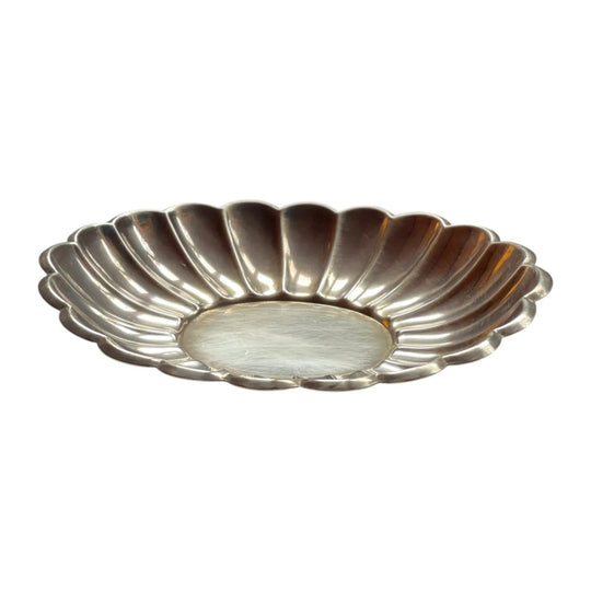 Scalloped silver dish