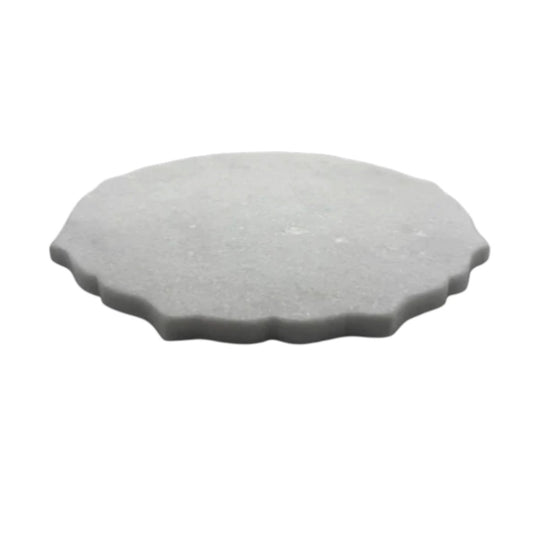Scalloped White Marble Platter