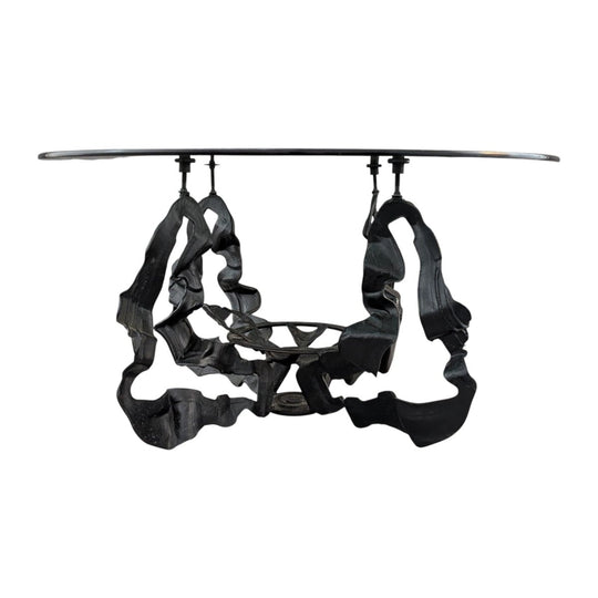 Sculptural Black Coffee Table | 1980s Studio Casting | 83 cm W x 42 cm H