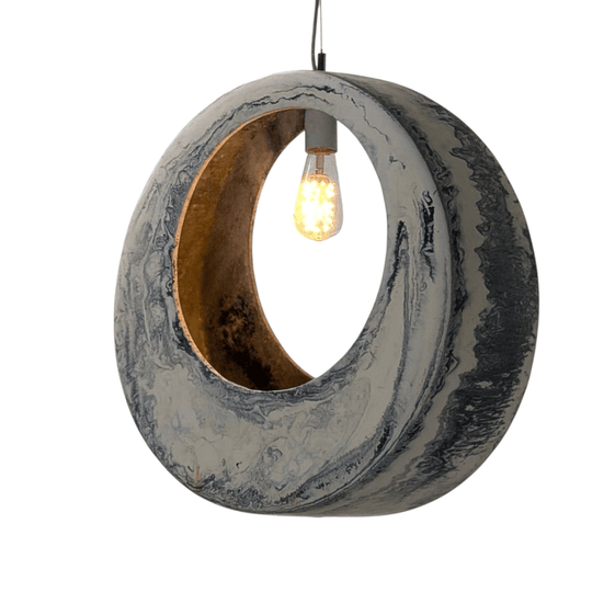 Sculptural Fibreglass Pendant Light in Marble Effect, Custom Made