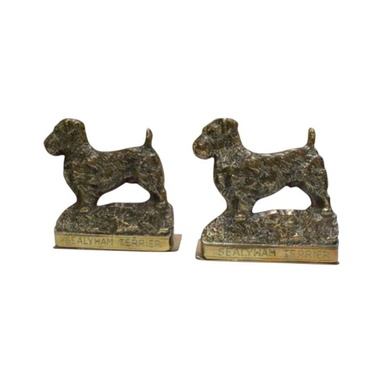 SEALYHAM SOLID BRASS TERRIER BOOKENDS