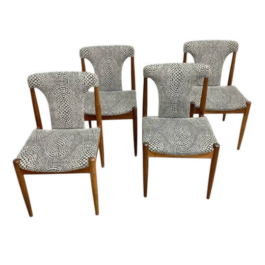 Set 4 1970's Mid Century T Back Dining Chairs*