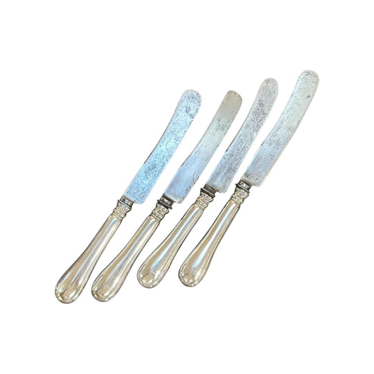 Set 4 large knives sterling silver handles Germany