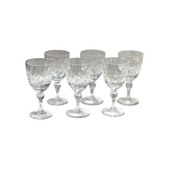 Set 6 cut crystal wine glasses