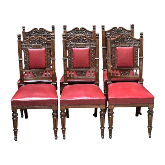 Set 6 Edwardian oak dining chairs c.1900