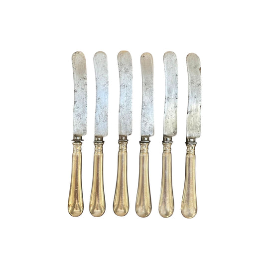 Set 6 small knives sterling silver handles Germany