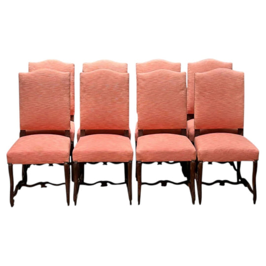 Set 8 French baroque style upholstered dining chairs c.1890
