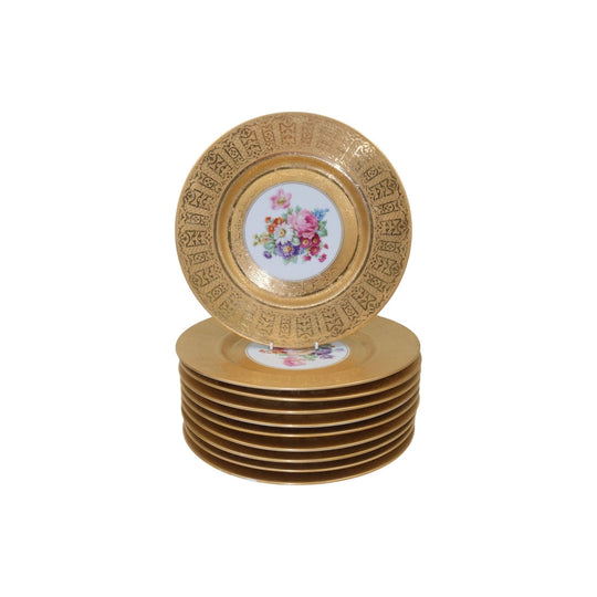 Set of 10 gilded dessert plates by Heinrich & Co of Bavaria