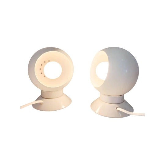 Set of 2 Rare Magnetic Danish White Enamel Ball Wall Lamps from Abo Randers, c1960s