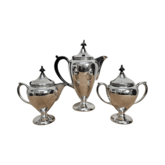 Set of 3 - 'Du Barry' Silver Coffee Pot, Milk Jug &amp; Sugar Bowl