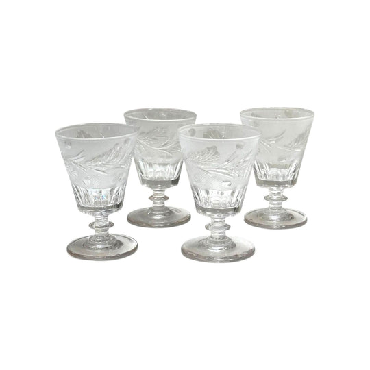 Set of 4 19th century etched glasses c.1880
