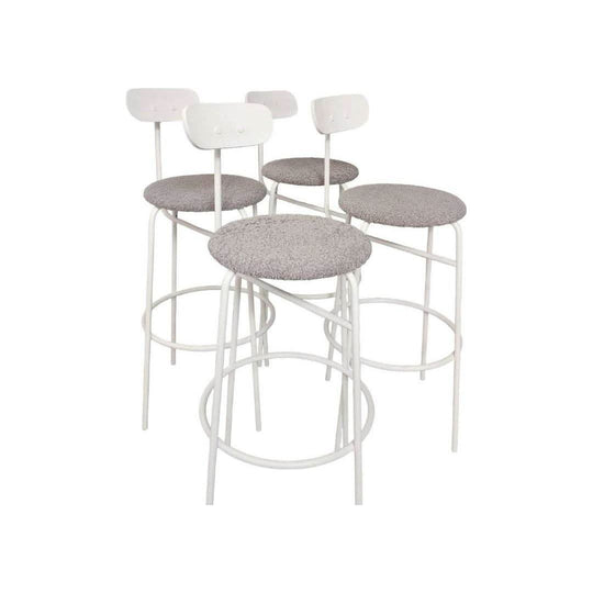 Pair of Bauhaus Stools with Grey Boucle Seats