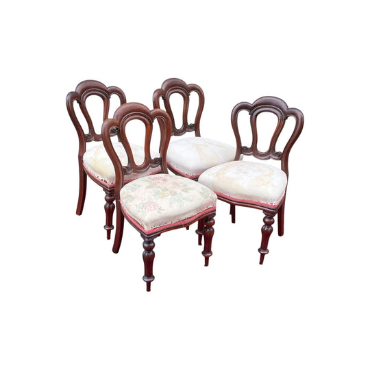 Set of 4 Early Victorian Mahogany dining chairs, c. 1855