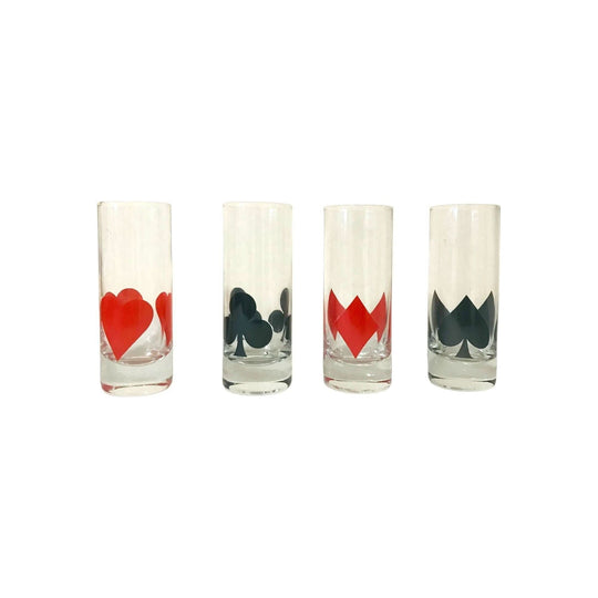Set of 4 Poker Glasses, Playing Cards Glass