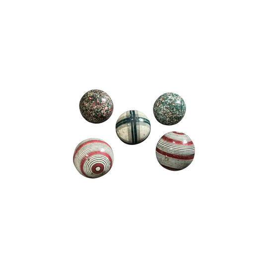 Set of 5 19th-Century Scottish Multi-Coloured Ceramic Carpet Bowls, c.1870