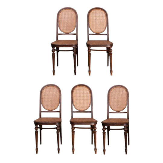 Set of 5 Antique French cane salon dining chairs from Provence