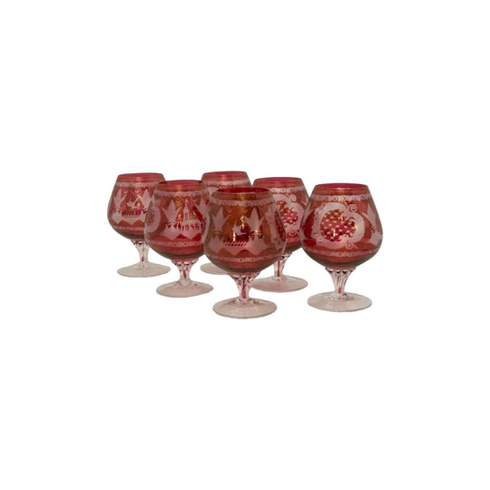 Set of 6 Beautiful Ruby Glasses