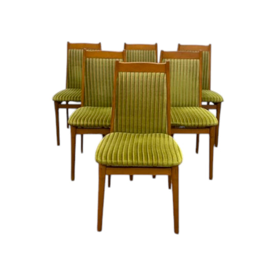 Set of 6 Chiswell Style Retro Dining Chairs in Green Velvet