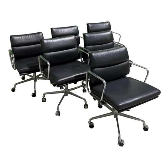 Set of 6 - Eames Soft Pad Low Back Chairs in Black