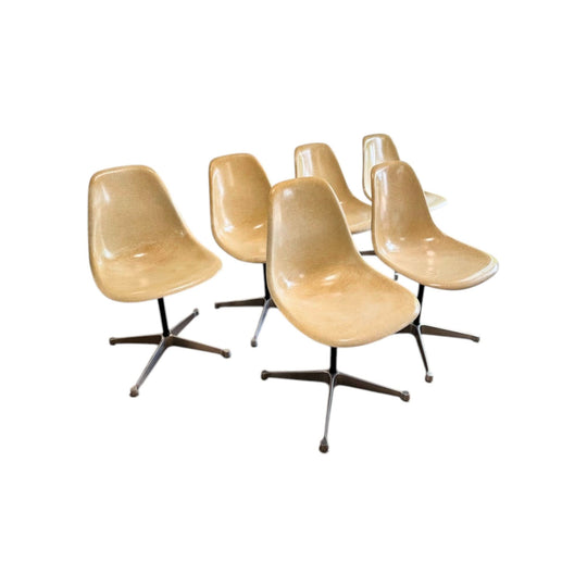 Set of 6 Original Eames PSC Swivel Side Chairs – Herman Miller (1960s–70s)