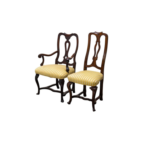 Set of 8 Carved Walnut Baroque Venetian Chairs