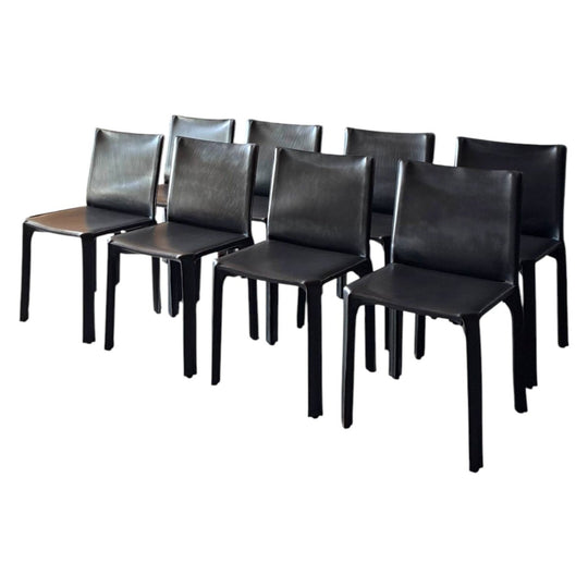 SET OF 8 DINING CHAIRS ATTRIBUTED TO CAB 412 BY MARIO BELLINI