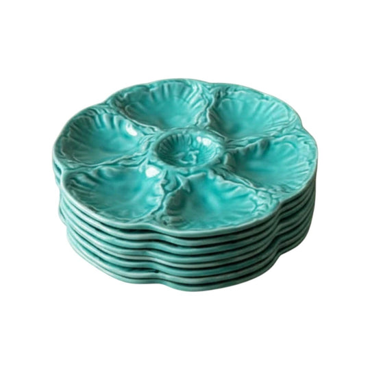 Set of 8 Gien Oyster Plates France | Vintage French Ceramic Plates