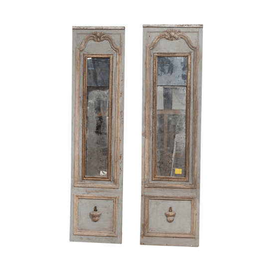 Set of Early 19th-Century Mirrored Wall Panels with Original Paint and Glass