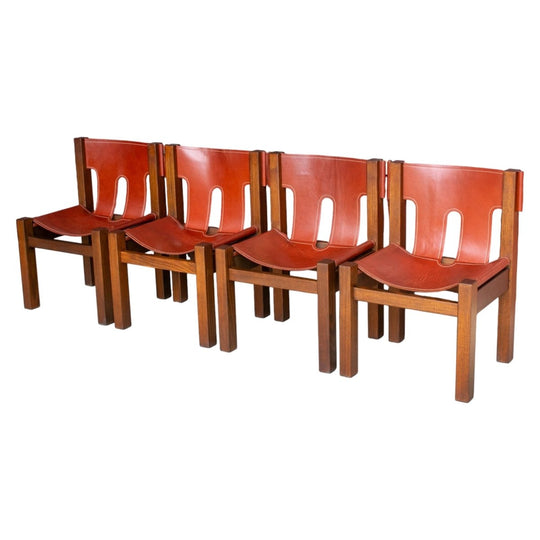 Set of Four Gerald Easden Matilda Dining Chairs — Victorian Ash & Conker Leather