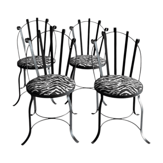 SET OF FOUR IRON DINING CHAIRS