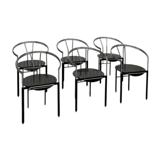 Set of Six Postmodern Armchairs Italy 1980s